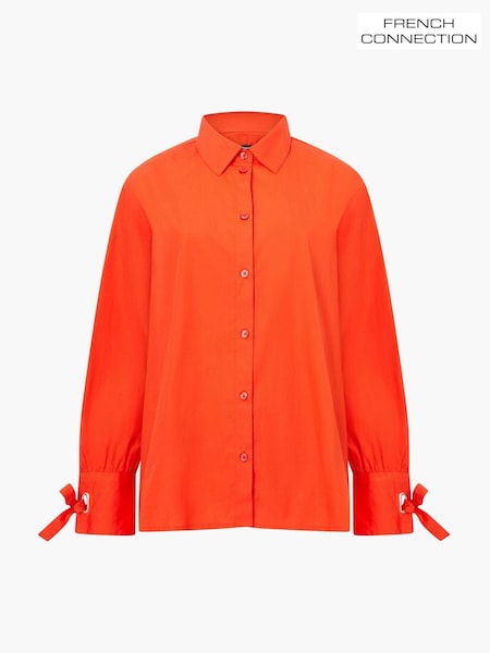 French Connection Orange Cambria Cotton Tie Up Bow Shirt (Y17665) | €84