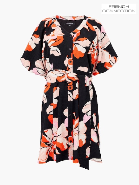 French Connection Black Milani Rhian Puff Sleeve Mini Dress (Y17675) | €129