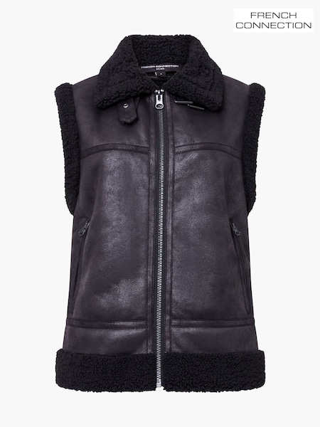 French Connection Black Camry Faux Suede S/Less Gilet (Y17688) | €217