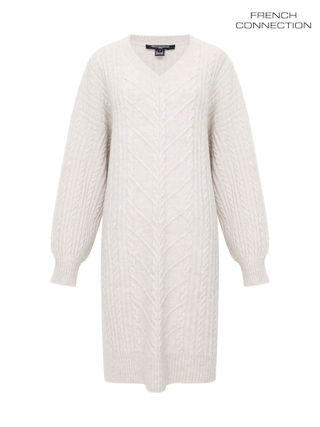 French Connection Natural Marine Cable Knit Jumper Dress (Y17690) | €113