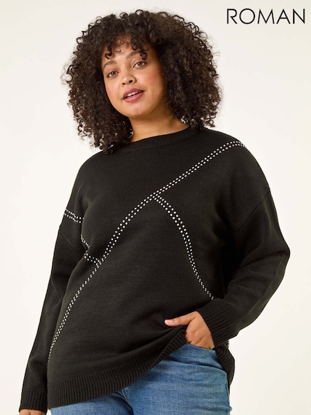 Roman Black Curve Hotfix Knit Jumper (Y17716) | €58