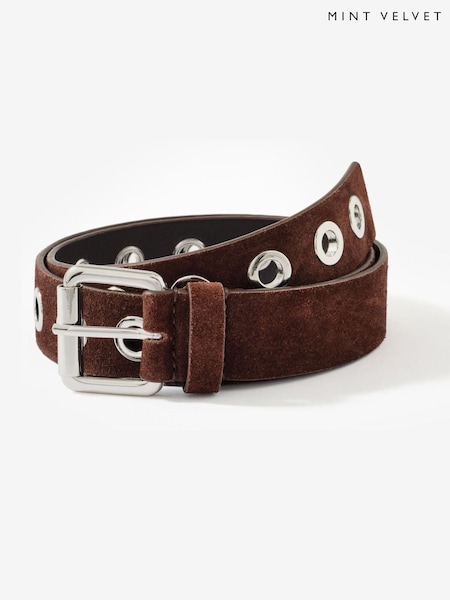 Mint Velvet Brown Suede Eyelet Belt (Y17748) | €65