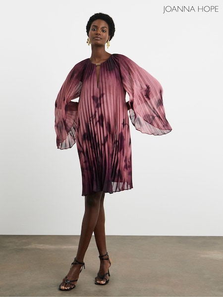 Joanna Hope Pink Ombre Floral Print Keyhole Pleated Shift Dress (Y17762) | €108