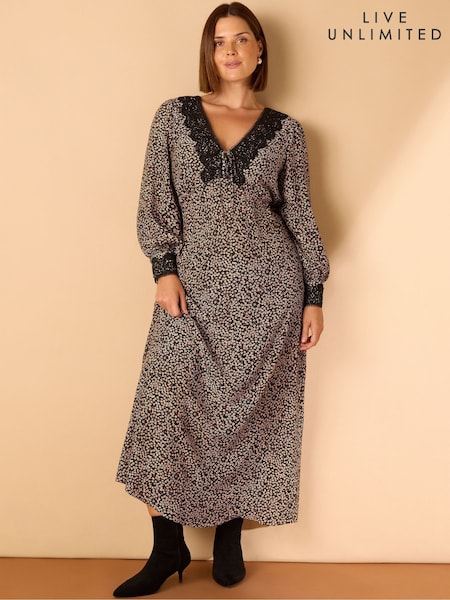 Live Unlimited Curve Ditsy Floral Contrast Midaxi Dress (Y17776) | € 130