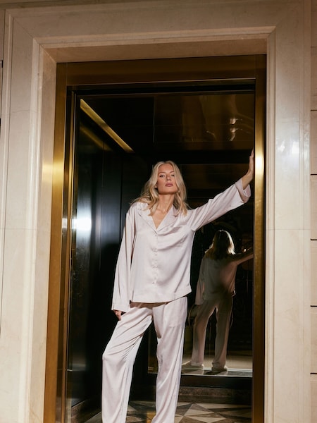 Aruelle Pink Gilian Luxurious Soft Satin Long Leg Relaxed Fitting Pyjamas (Y17905) | €102