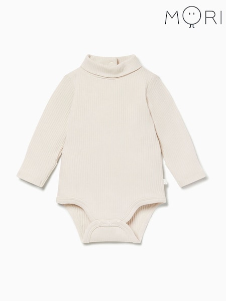 MORI Cream Roll Neck Supersoft Bodysuit (Y17921) | AED131