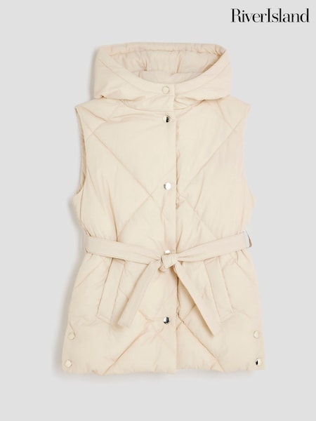 River Island Cream Quilted Belted Gilet (Y17947) | €48