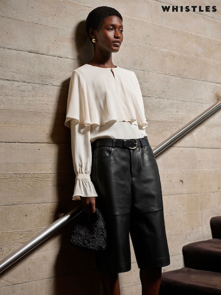 Whistles White Cape Detail Crepe Blouse (Y17958) | €152