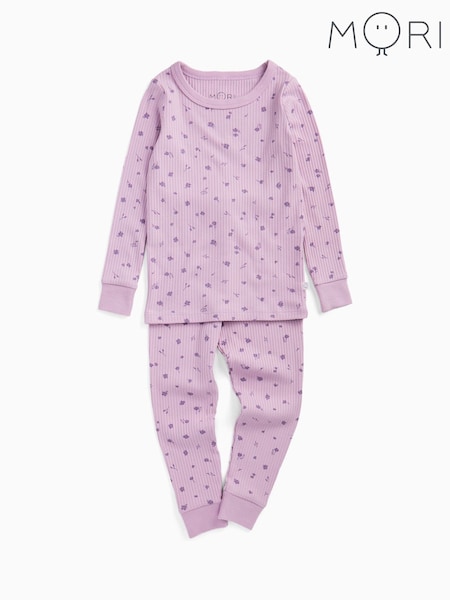 MORI Purple Floral Supersoft Ribbed Pyjamas Set (Y18044) | 166 QAR - 176 QAR