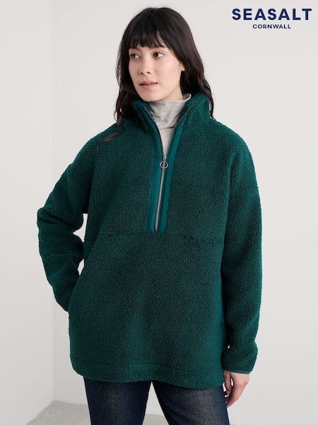 Seasalt Cornwall Green Barnaloft Quarter Zip Fleece (Y18098) | €96