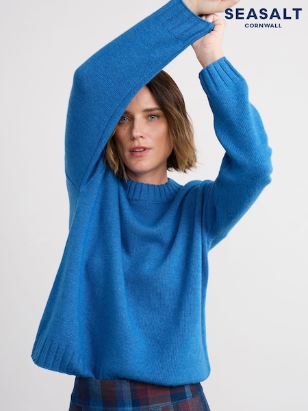 Seasalt Cornwall Blue Evening Bay Crew Neck Jumper (Y18099) | €120