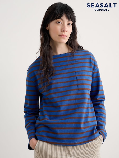 Seasalt Cornwall Blue Beach Boat Cotton Jersey Top (Y18104) | €59