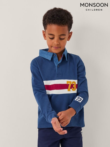 Monsoon Blue Stripe Long Sleeve Rugby Shirt (Y18229) | €23 - €25