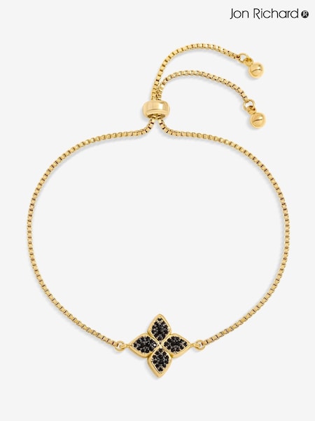 Jon Richard Gold 14K Plated and Jet Druzy Stone Clover Bracelet (Y18407) | €35