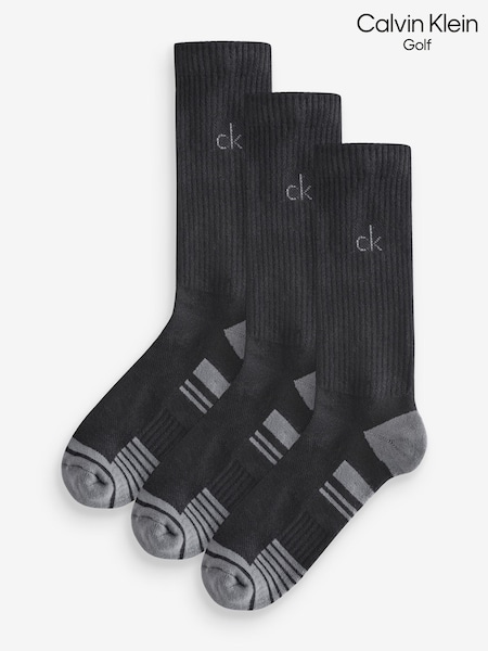 Calvin Klein Golf Tech Crew Black Socks 3 Pack (Y18410) | AED116