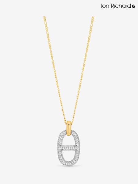 Jon Richard Gold Plated 18K Two Tone Pave Link Necklace (Y18413) | €40