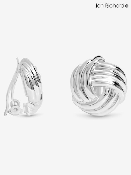 Jon Richard Silver Plated Knot Stud Clip Earrings (Y18422) | €33