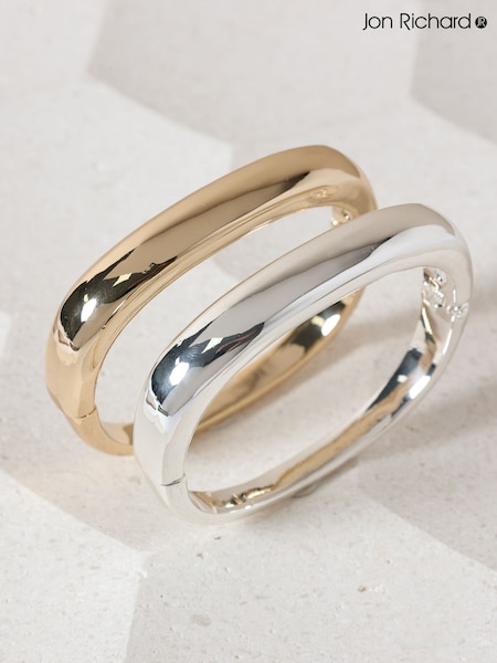 Jon Richard Silver Plated Polished Rectanglar Bangle (Y18425) | €33