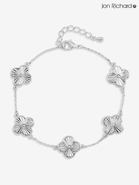 Jon Richard Silver Plated Diamond Cut Clover Bracelet (Y18437) | €35