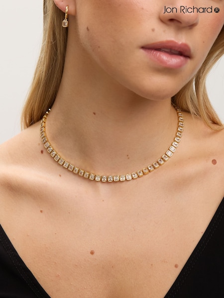 Jon Richard Gold Plated 18K and Crystal Tennis Necklace (Y18439) | €93