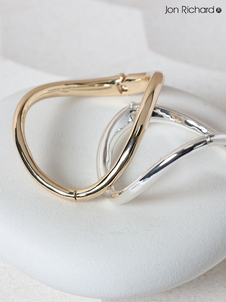 Jon Richard Silver Plated Polished Wave Cuff Bracelet (Y18440) | AED146