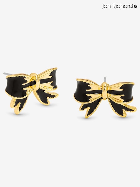 Jon Richard Gold Plated and Jet Bow Earrings (Y18447) | €27