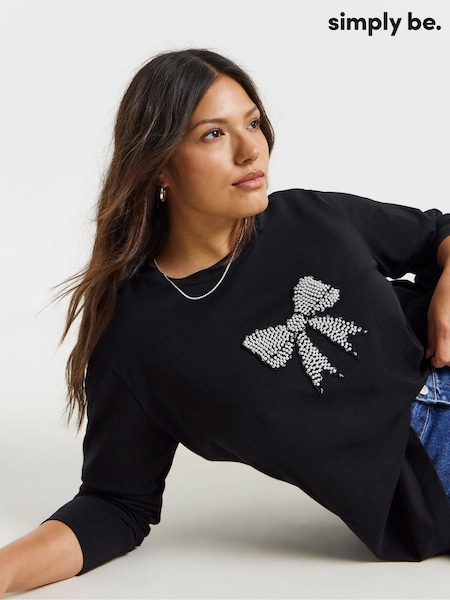 Simply Be Pearl Bow Detail Long Sleeve Top (Y18458) | 41 €