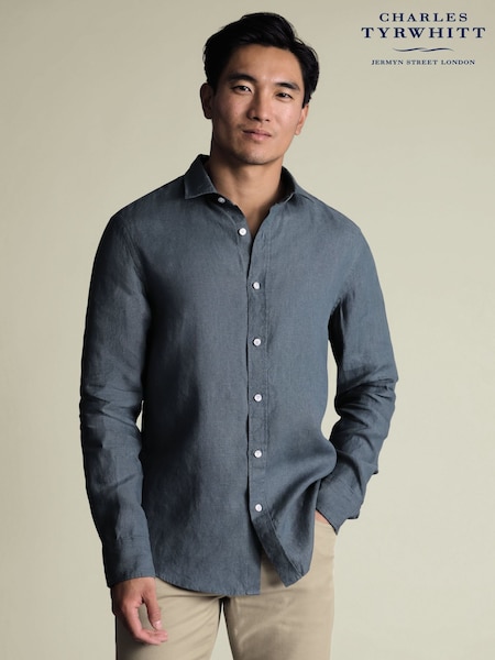 Charles Tyrwhitt Blue Airforce Pure Linen Slim Fit Shirt (Y18503) | €99