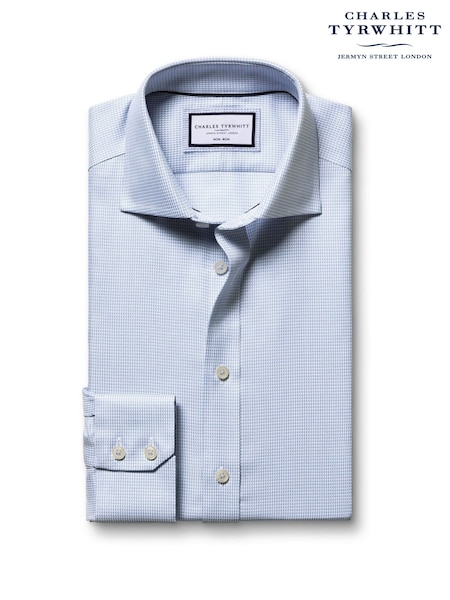 Charles Tyrwhitt Blue Non Iron Stretch Burlington Weave Cutaway Slim Fit Shirt (Y18515) | €99