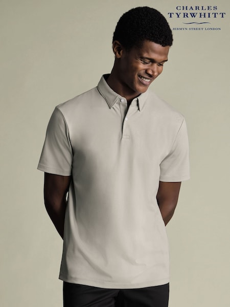 Charles Tyrwhitt Grey Silver Short Sleeve Jersey Polo Shirt (Y18526) | €85