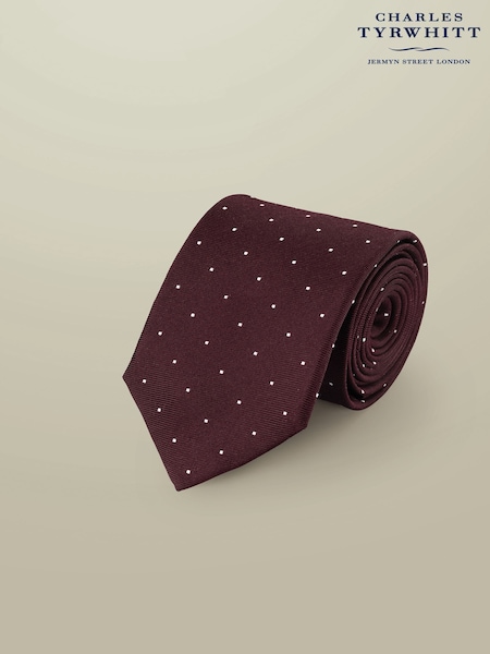 Charles Tyrwhitt Red Maroon Silk Spot Tie (Y18529) | 198 QAR