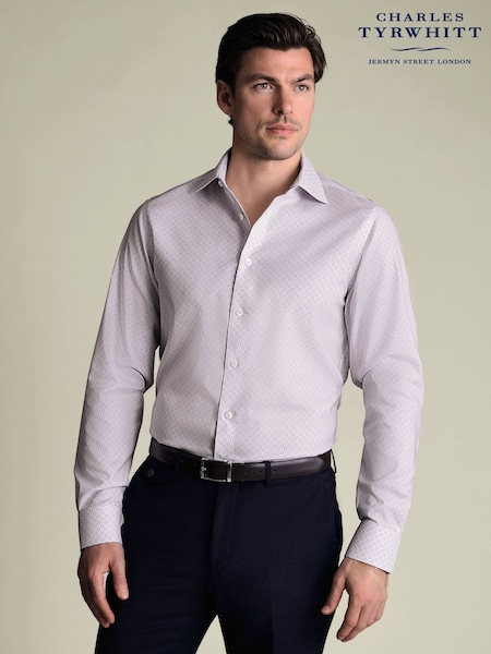 Charles Tyrwhitt Purple Non-Iron Stretch Decorative Print Slim Fit Shirt (Y18552) | €99