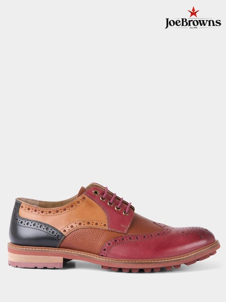 Joe Browns Brown Embossed Detail Mixed Leather Brogues (Y18599) | €113