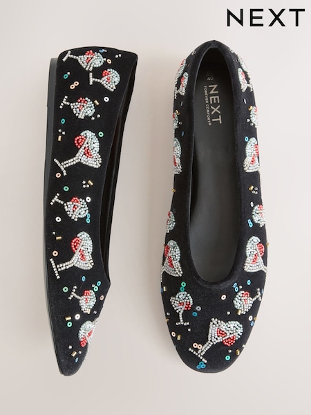 Svart - Forever Comfort® Embellished Round Toe Ballerinas (Y18617) | kr912