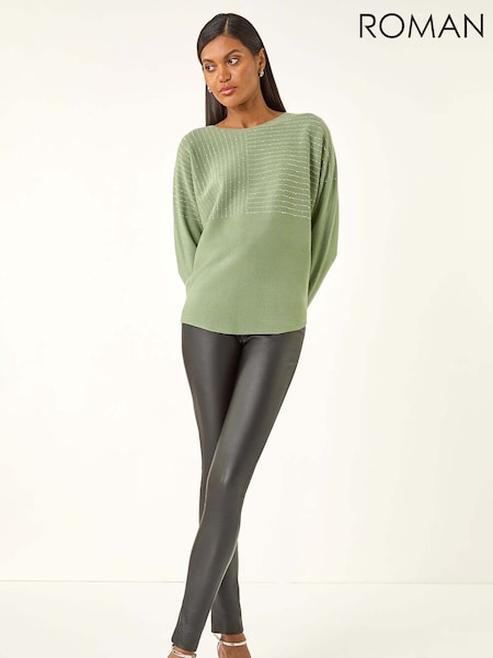 Roman Embellished Stripe Knit Jumper (Y18664) | R$ 485