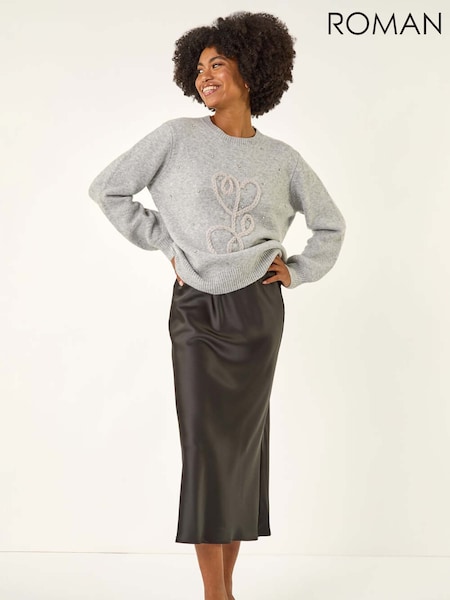 Roman Grey Abstract Heart Knit Jumper (Y18670) | €60