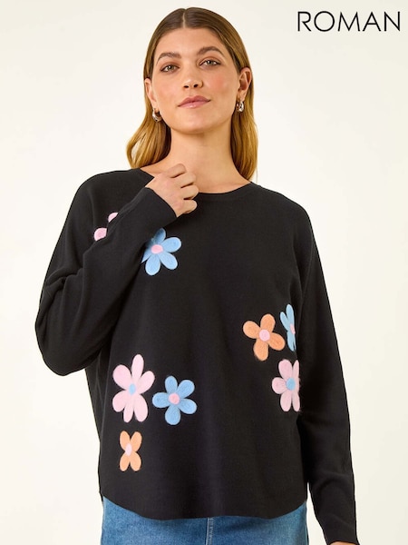 Roman Floral Embroidery Knit Jumper (Y18676) | R$ 485
