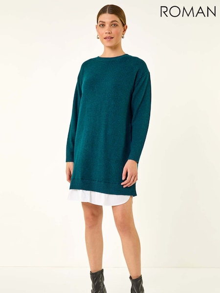 Roman Blue Mock Shirt Knitted Dress (Y18697) | €73