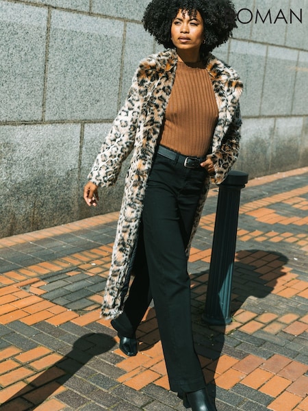 Roman Brown Premium Animal Faux Fur Coat (Y18733) | €165