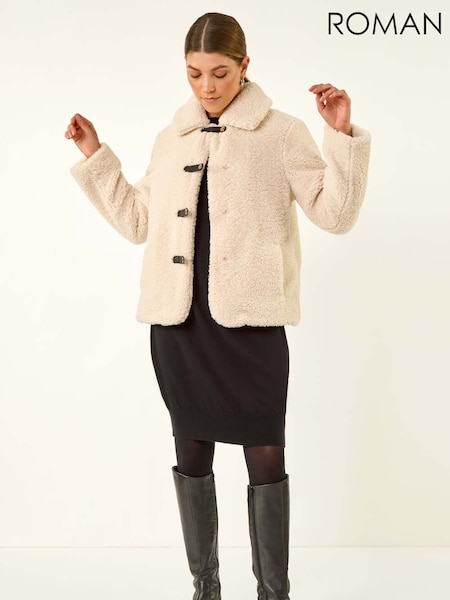 Roman Textured Borg Collared Jacket (Y18752) | R$ 785