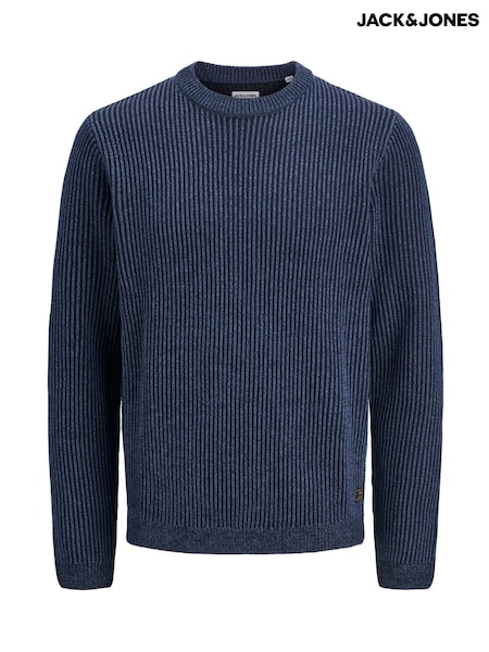 JACK & JONES Blue Long Sleeve Knitted Polo Top (Y18855) | 148 QAR