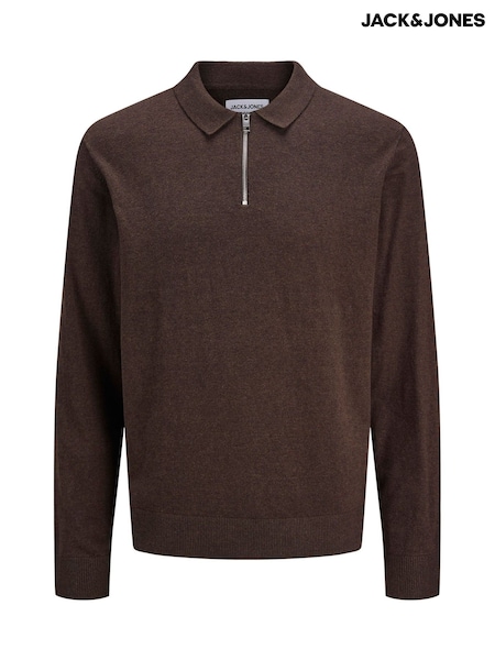 JACK & JONES Black Half Zip Knitted Polo Jumper (Y18857) | 173 QAR