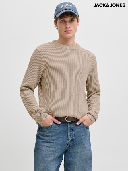 JACK & JONES Grey Long Sleeve Knitted Polo Top (Y18861) | €37