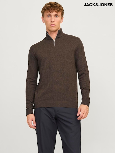 JACK & JONES Black Half Zip High Neck Jumper (Y18862) | €46