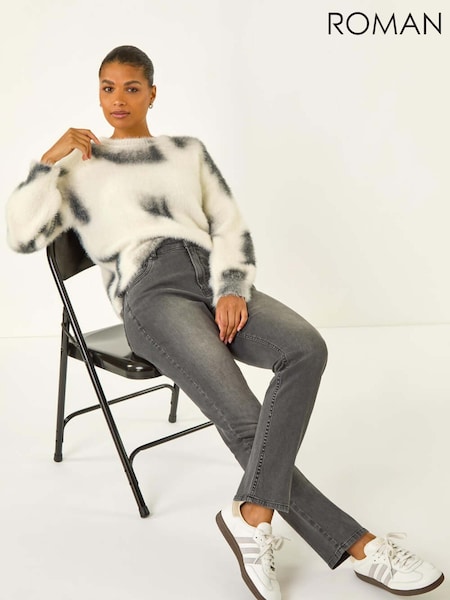 Roman Grey Slim Leg Stretch Mom Denim Trousers (Y18868) | €56