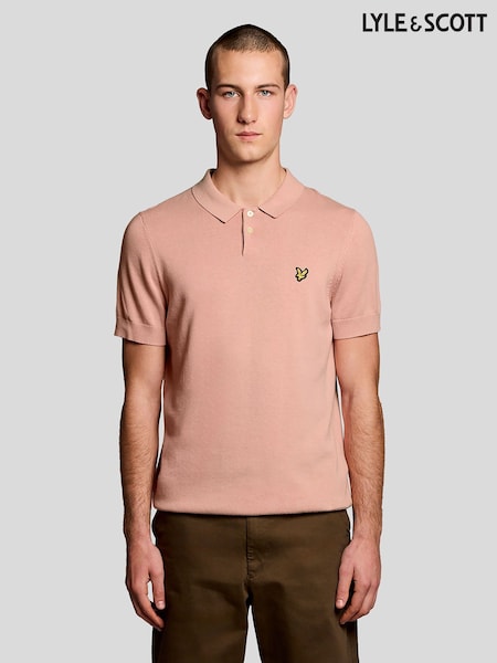 Lyle & Scott Pink Cotton Short Sleeve Knitted Polo Shirt (Y18887) | OMR44