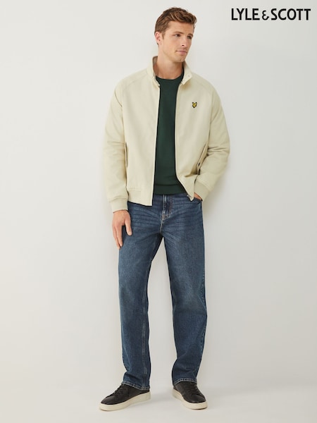 Lyle & Scott Cream Cotton Harrington Jacket (Y18890) | AED641