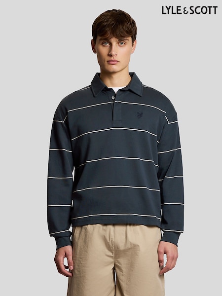 Lyle & Scott Grey Stripe Collared Sweatshirt (Y18892) | €153
