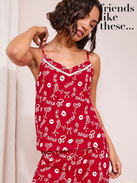Friends Like These Red Xoxo Jersey Cami Valentines Pyjamas (Y18923) | €33