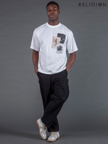 Religion White Appliqué T-Shirt (Y18950) | €53